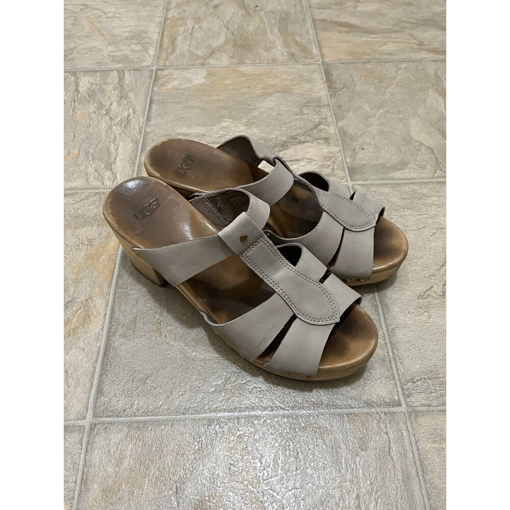 UGG Jennie Tan Taupe Women's Open Toe Sandals Beige Leather Size 7 US